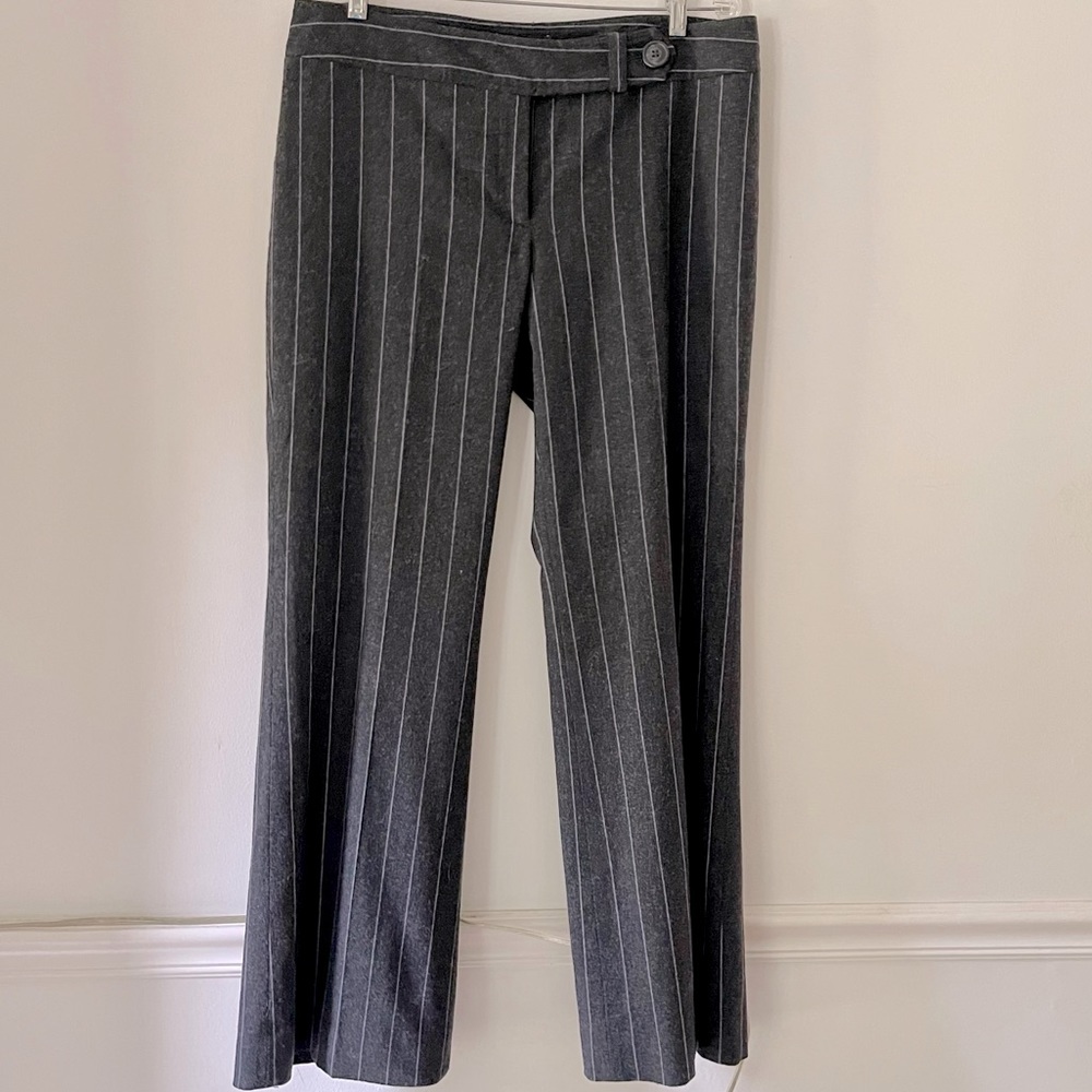 Vintage Gray Wool Pinstripe Trousers wide leg pants Harold’s size 12